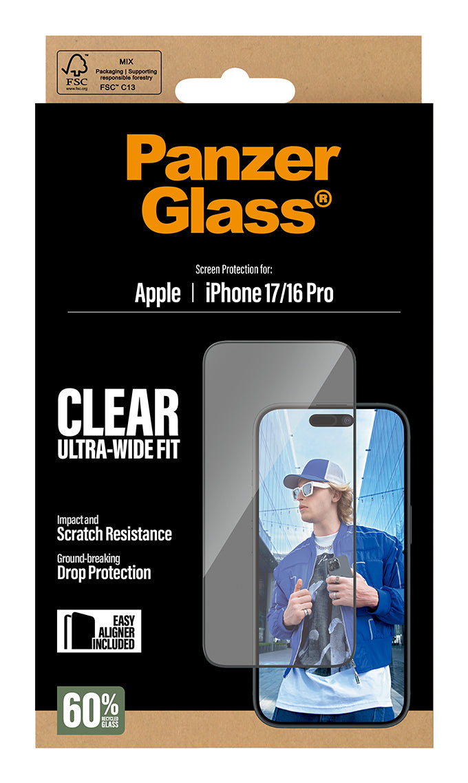 PanzerGlass PanzerGlass® Screen Protector iPhone 17 | iPhone 16 Pro | Ultra-Wide Fit w. EasyAligner