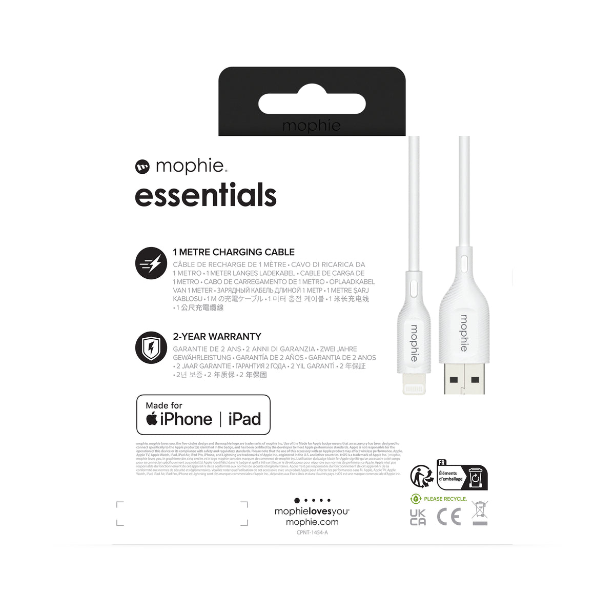 mophie charging cables | 1M – White