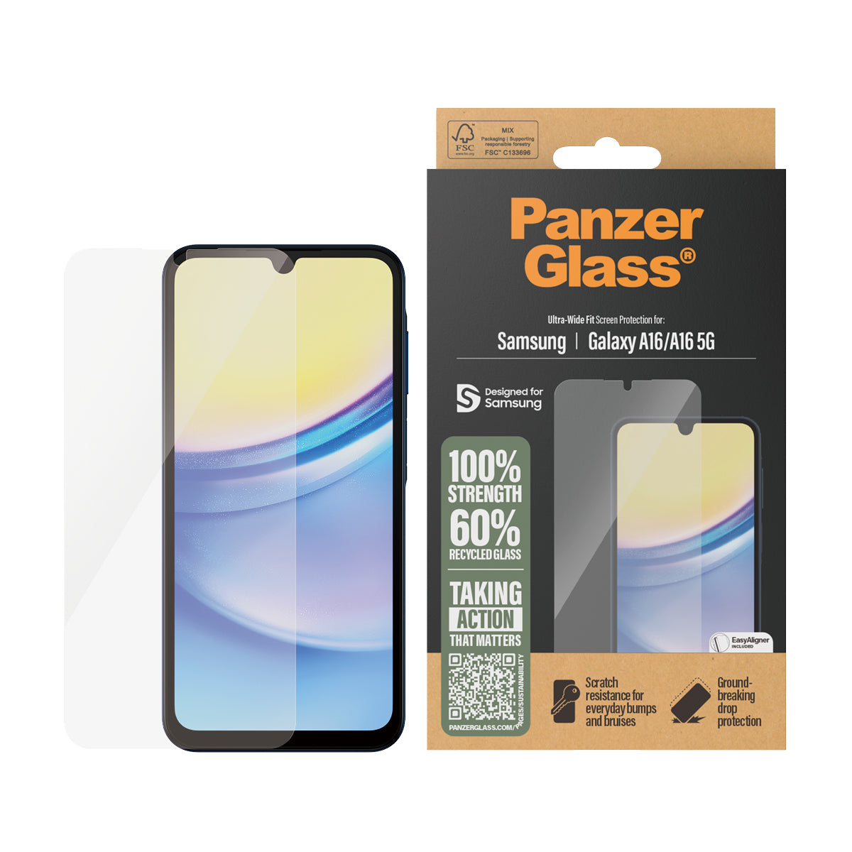 PanzerGlass PanzerGlass® Screen Protector Samsung Galaxy A16 | A16 5G | Ultra-Wide Fit w. EasyAligner