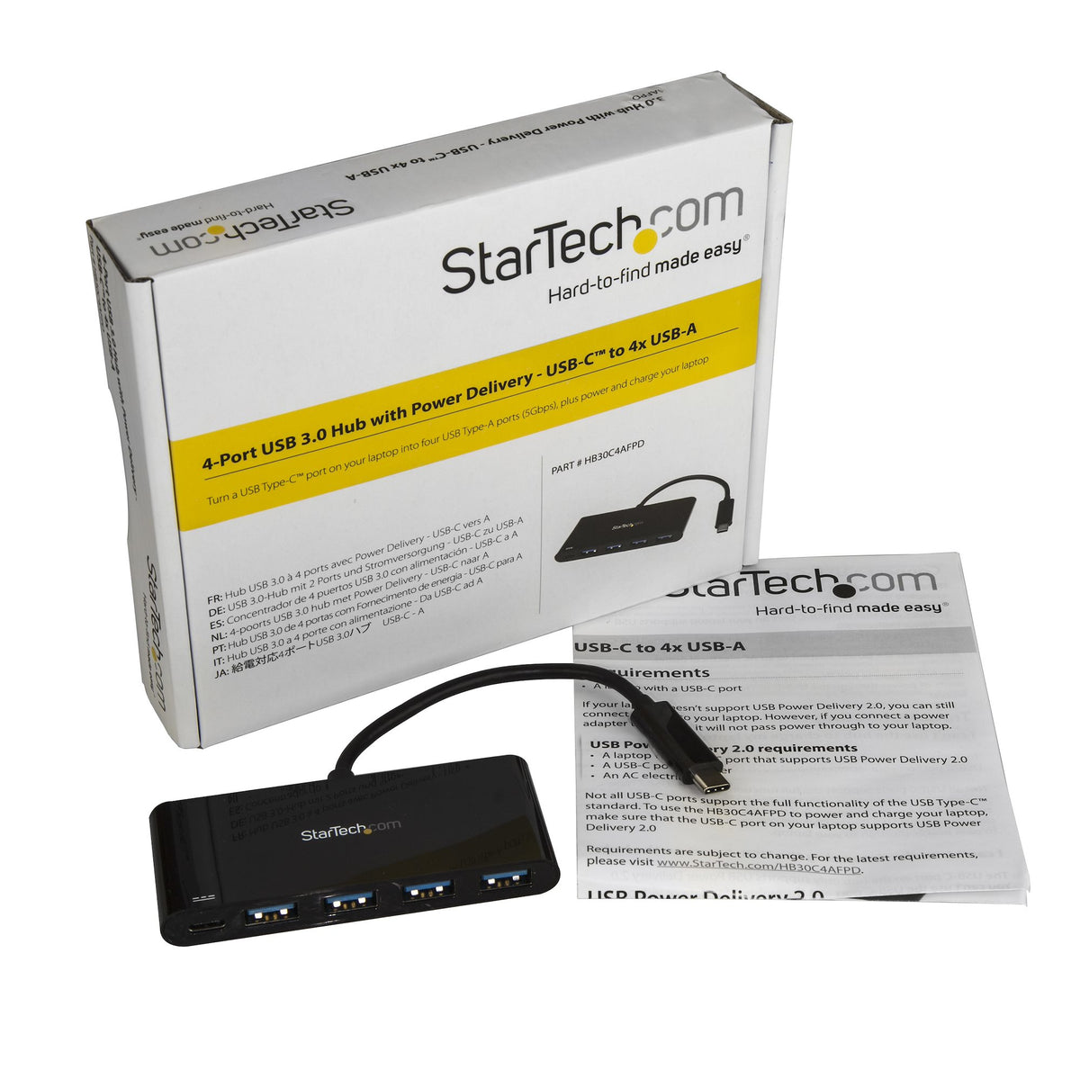 StarTech.com 4PORT USB-C Hub With PD 2.0 Type C TO 4X A USB 3.0 Hub
