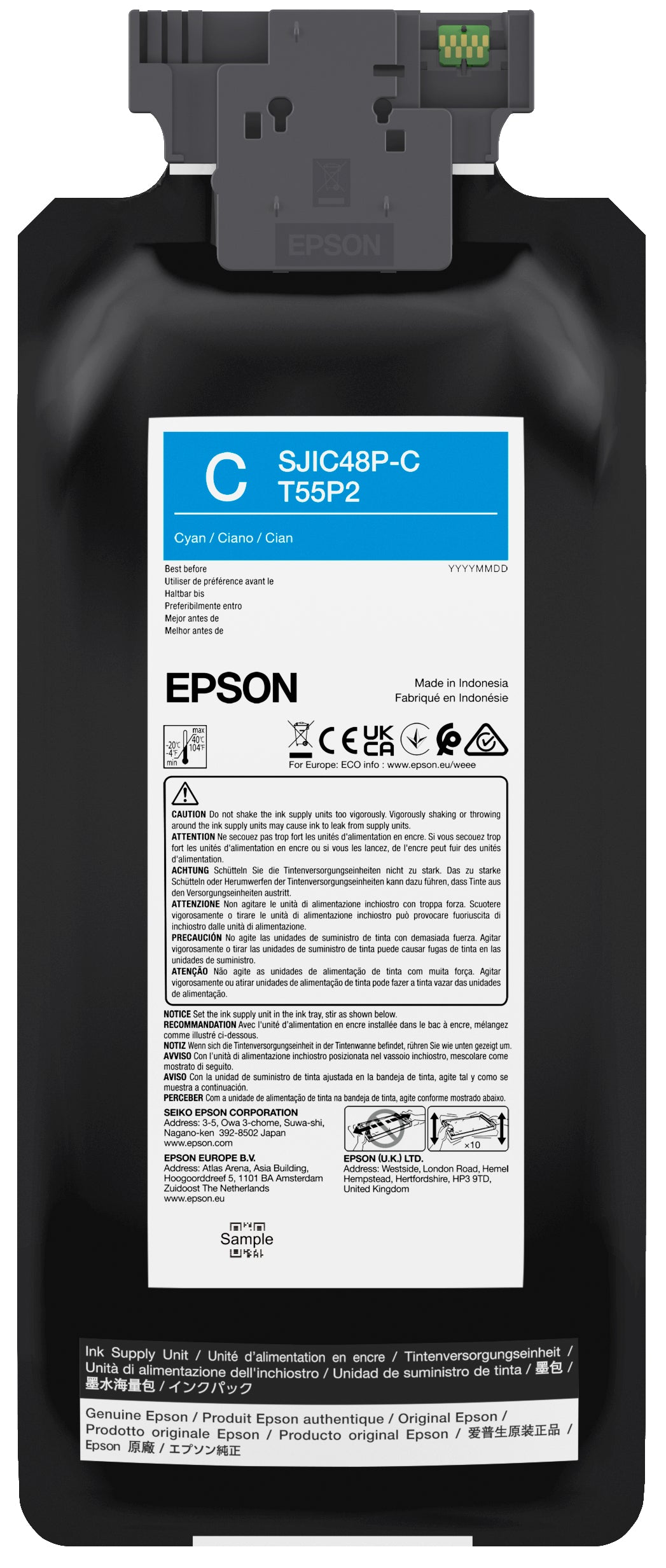 Epson Cyan, 480 ml, For ColorWorks C8000e