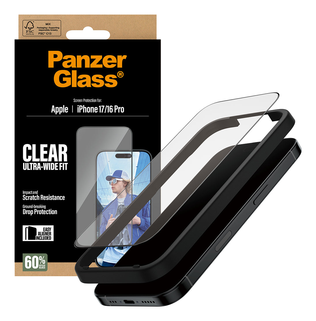 PanzerGlass PanzerGlass® Screen Protector iPhone 17 | iPhone 16 Pro | Ultra-Wide Fit w. EasyAligner