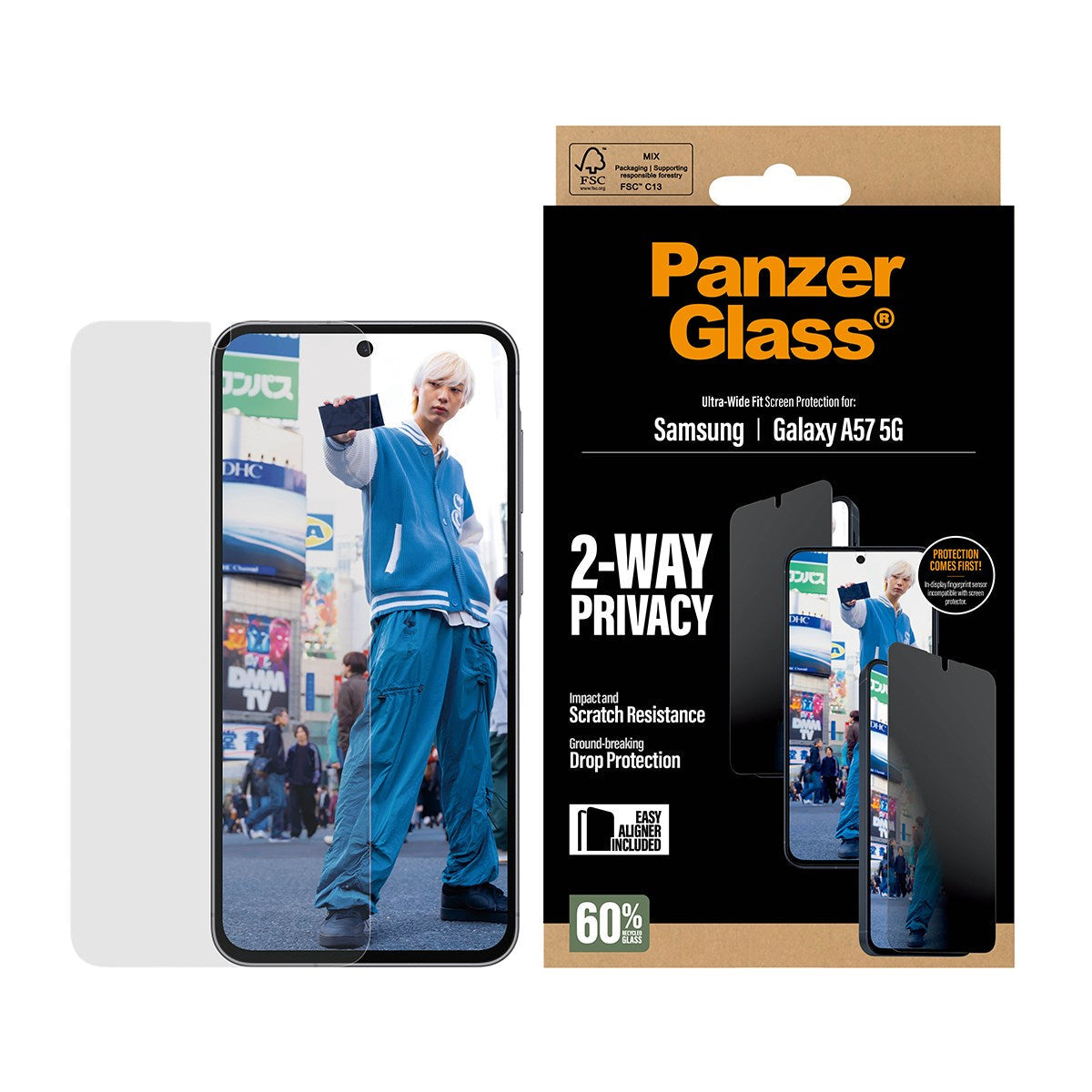 PanzerGlass Privacy Screen Protector UWF - Clear - Samsung Galaxy A57 5G