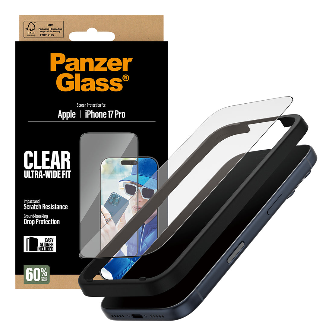 PanzerGlass PanzerGlass® Screen Protector iPhone 17 Pro | Ultra-Wide Fit w. EasyAligner
