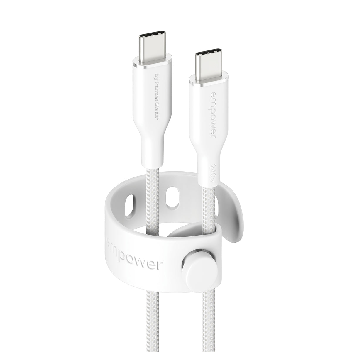 PanzerGlass empower™ by PanzerGlass® Racing 240W USB-C to USB-C Cable | USB 2.0 | 1.2M | Silver White