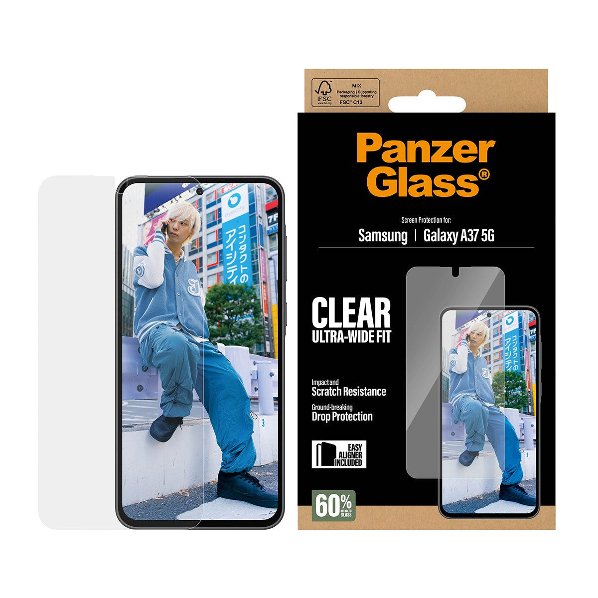 PanzerGlass Screen Protector Ultra-Wide Fit - Clear - Samsung Galaxy A37 5G