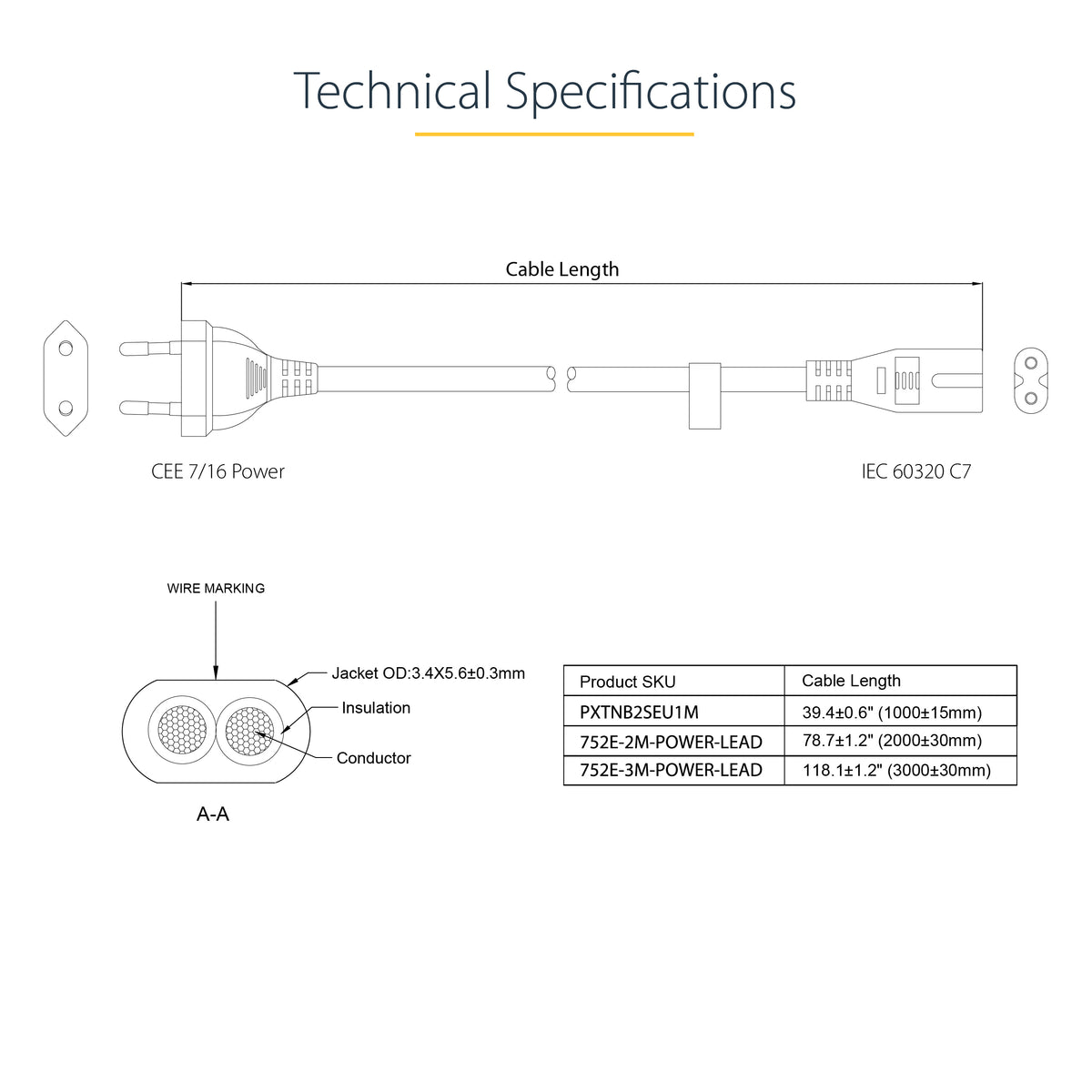 StarTech.com 752E-3M-POWER-LEAD
