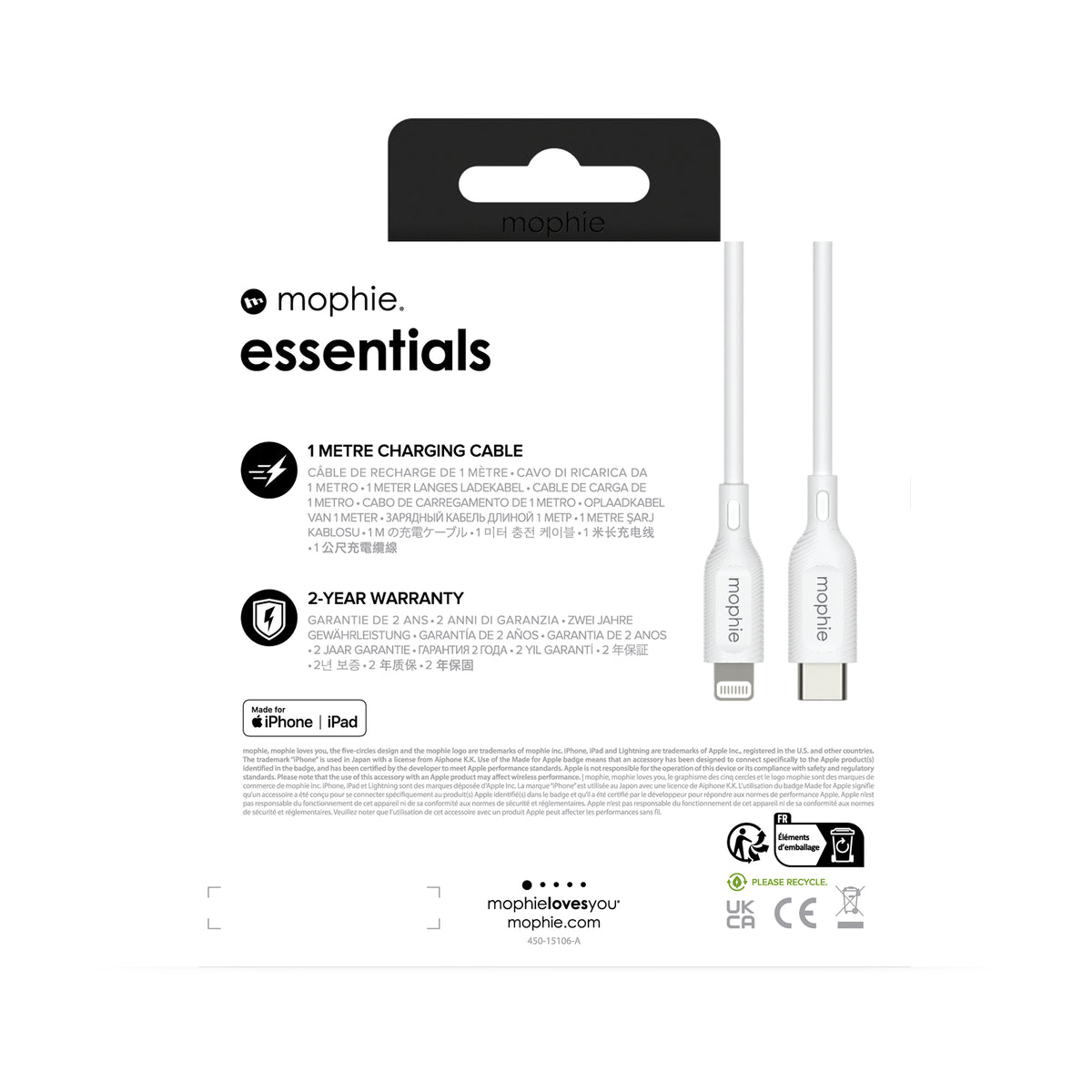 mophie Lightning to USB-C | charging cable (1M)